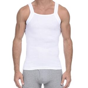 2(X)IST Men's Essential Cotton Square Cut Tank 2-Pack Pure White, Medium