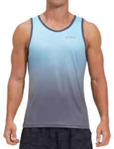 ezrun men's quick dry workout tank top for bodybuilding gym athletic jogging running,fitness training swim sleeveless shirts(bluegradient,s)