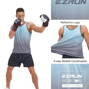 EZRUN Men's Quick Dry Workout Tank Top for Bodybuilding Gym Athletic Jogging Running,Fitness Training Swim Sleeveless Shirts(BlueGradient,s)