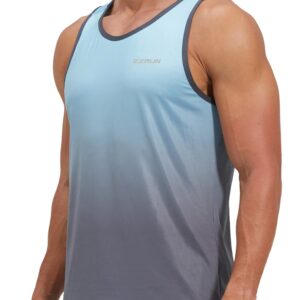 EZRUN Men's Quick Dry Workout Tank Top for Bodybuilding Gym Athletic Jogging Running,Fitness Training Swim Sleeveless Shirts(BlueGradient,s)