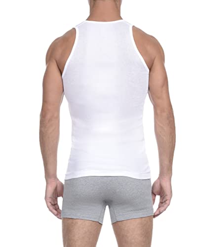 2(X)IST mens Essential Cotton Tank 3-pack Base Layer Top, Pure White, Large US