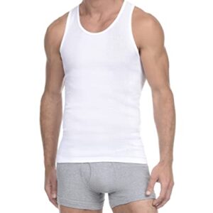 2(X)IST mens Essential Cotton Tank 3-pack Base Layer Top, Pure White, Large US