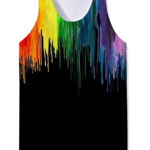 Loveternal Guys Rainbow Pride Tank Tops for Men Summer Novelty Outfits Youth Black Tank Tops Colorful Melting Graffic 3D Printed Workout Soft Quick Dry Underwear L