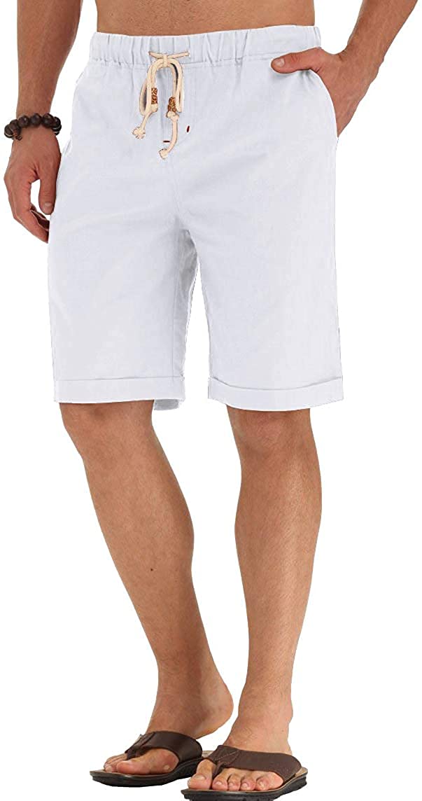 Sailwind Men’s Linen Shorts Casual Drawstring Summer Beach Shorts