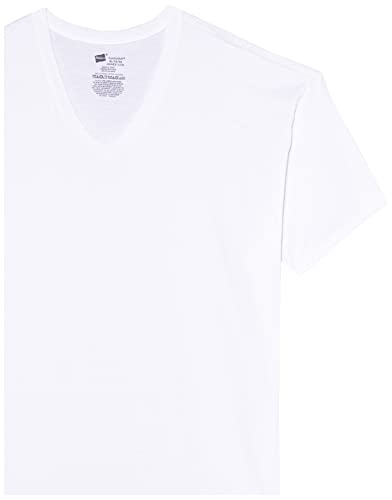 Hanes Mens Cotton, Moisture-wicking V-neck Tee Undershirts, Multiple Packs And Colors, White, Large US