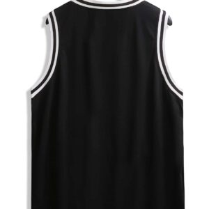 SOLY HUX Men's Letter Striped Sleeveless Round Neck Casual Summer Tank Top Shirts Black Letter L