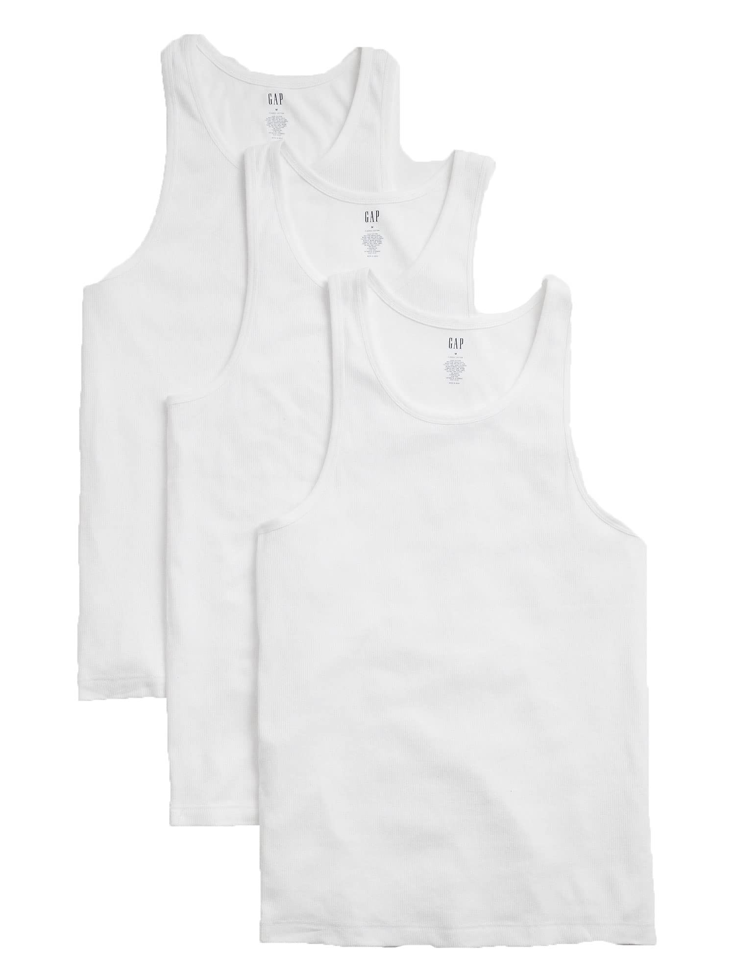 GAP Mens Tank Top (3-Pack) T Shirt, Optic White, Medium US