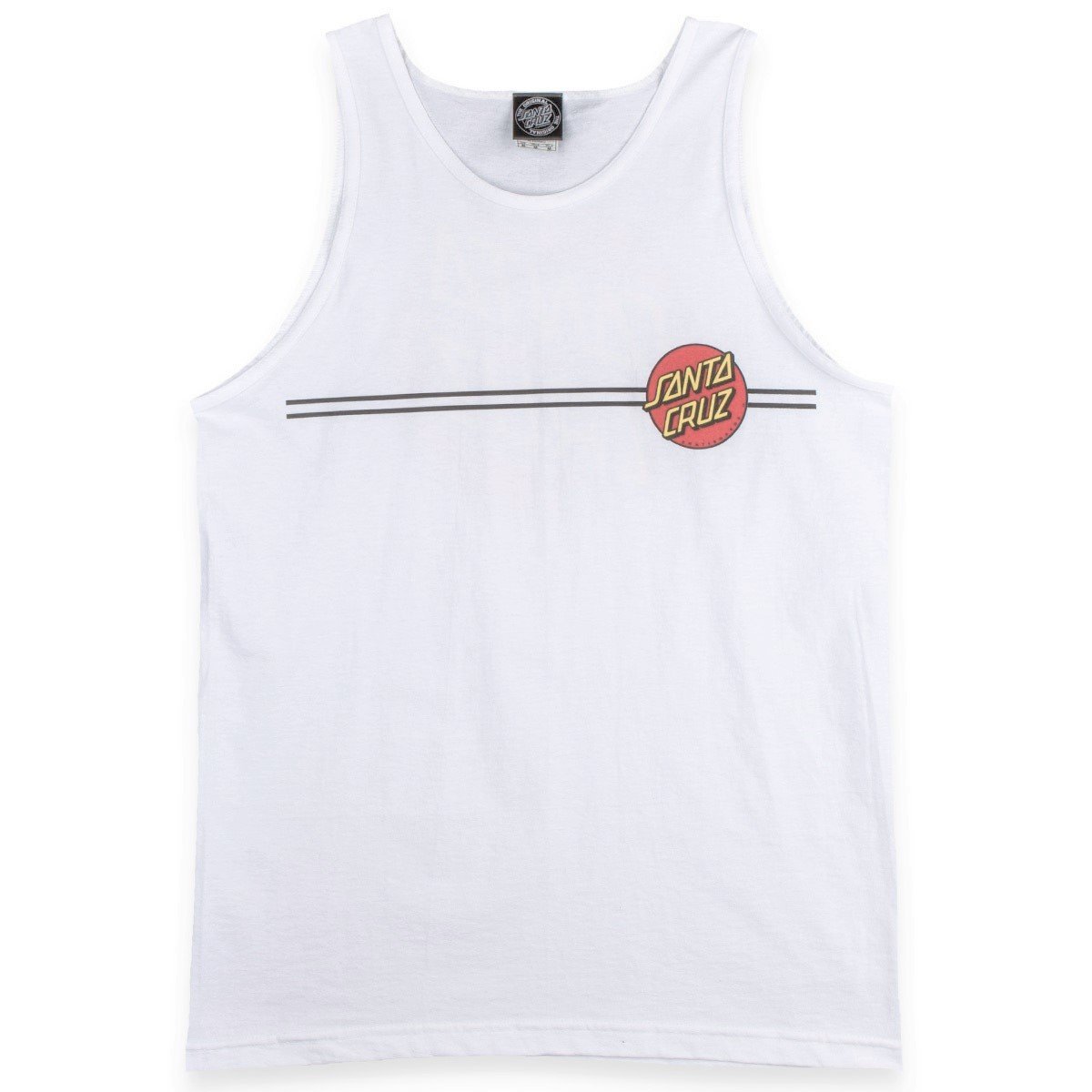 SANTA CRUZ Men's Tank Top Classic Dot Skate Tank Top -White, Size:Medium