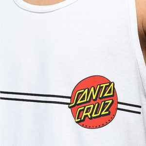 SANTA CRUZ Men's Tank Top Classic Dot Skate Tank Top -White, Size:Medium