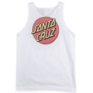 SANTA CRUZ Men's Tank Top Classic Dot Skate Tank Top -White, Size:Medium