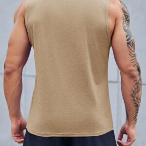 ZIWOCH Men's Sleeveless Tank Tops Crewneck Solid Loose Fit Shirt Khaki