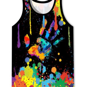 LAIDIPAS Men's Tank Tops Graphic Sleeveless Shirts Unisex 3D Colorful Athletic T-Shirts Tops Tees Vest Undershirts XL