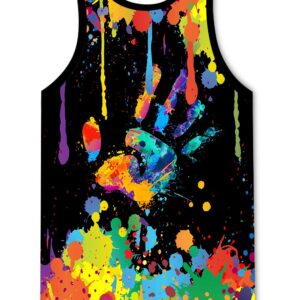 LAIDIPAS Men's Tank Tops Graphic Sleeveless Shirts Unisex 3D Colorful Athletic T-Shirts Tops Tees Vest Undershirts XL