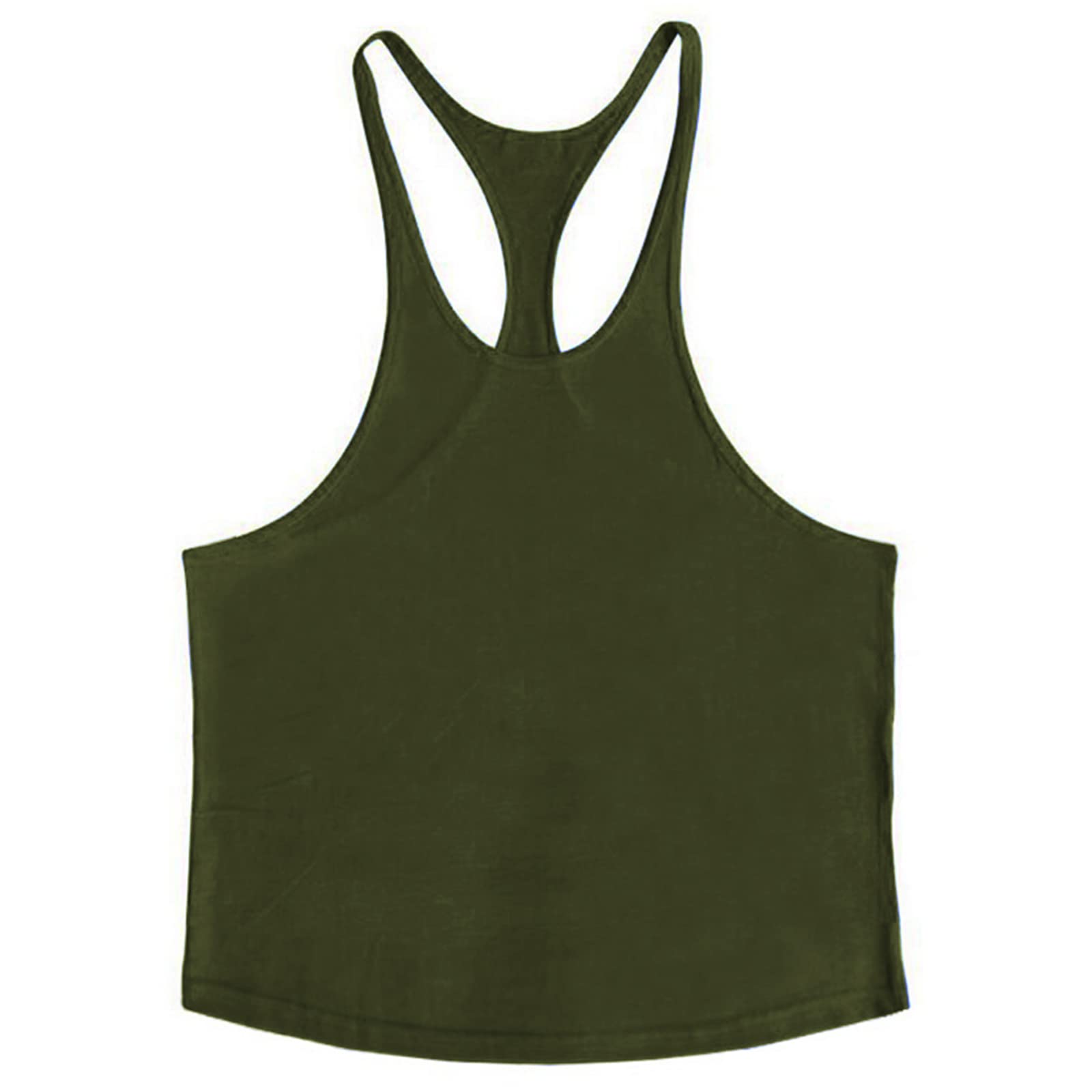 ZUEVI Men's Stringer Tank Tops Muscule Cut Bodybuilding Gym Vest Y-Back Workout Sleeveless T-Shirt(Army Green-XXL)