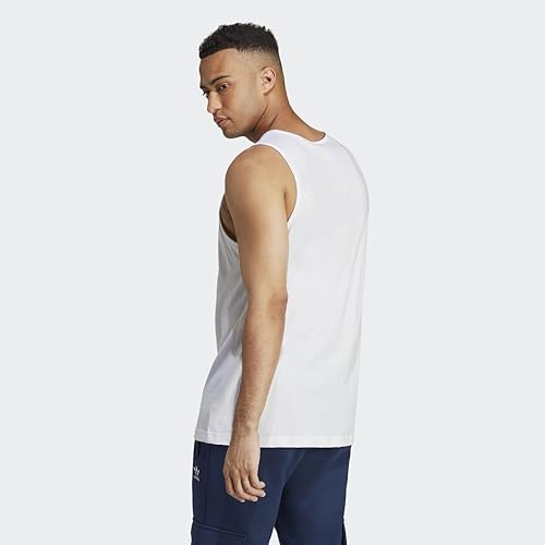 adidas Originals Men's Trefoil Essentials Tank Top, White, Medium