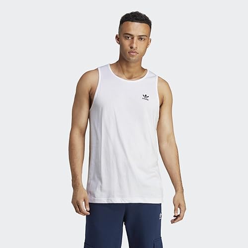 adidas Originals Men's Trefoil Essentials Tank Top, White, Medium