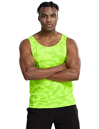 Running Tank Top Men,Sleeveless Workout Shirts Dry Fit Gym Bodybuilding Muscle Tanks(Neon Green,M)