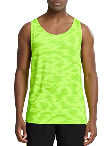 Running Tank Top Men,Sleeveless Workout Shirts Dry Fit Gym Bodybuilding Muscle Tanks(Neon Green,M)