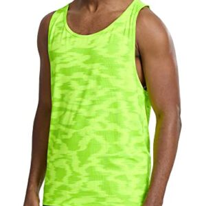 Running Tank Top Men,Sleeveless Workout Shirts Dry Fit Gym Bodybuilding Muscle Tanks(Neon Green,M)