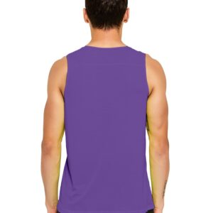 DEMOZU Men's Neon Running Athletic Workout Tank Top Quick Dry Swim Beach Pool Gym Tank Top Sleeveless Muscle Shirts, Purple, L