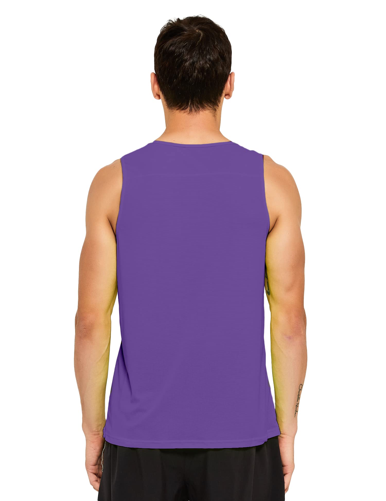 DEMOZU Men's Neon Running Athletic Workout Tank Top Quick Dry Swim Beach Pool Gym Tank Top Sleeveless Muscle Shirts, Purple, L