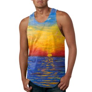 Mens Floral Beach Tank Tops Novelty Sleeveless Tees Hawaii Summer Vacation Tanks X-Large