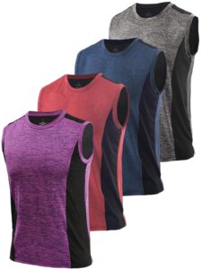 amvelop 4 pack men's workout tank tops sleeveless quick dry gym muscle shirts darkgray navy red purple m