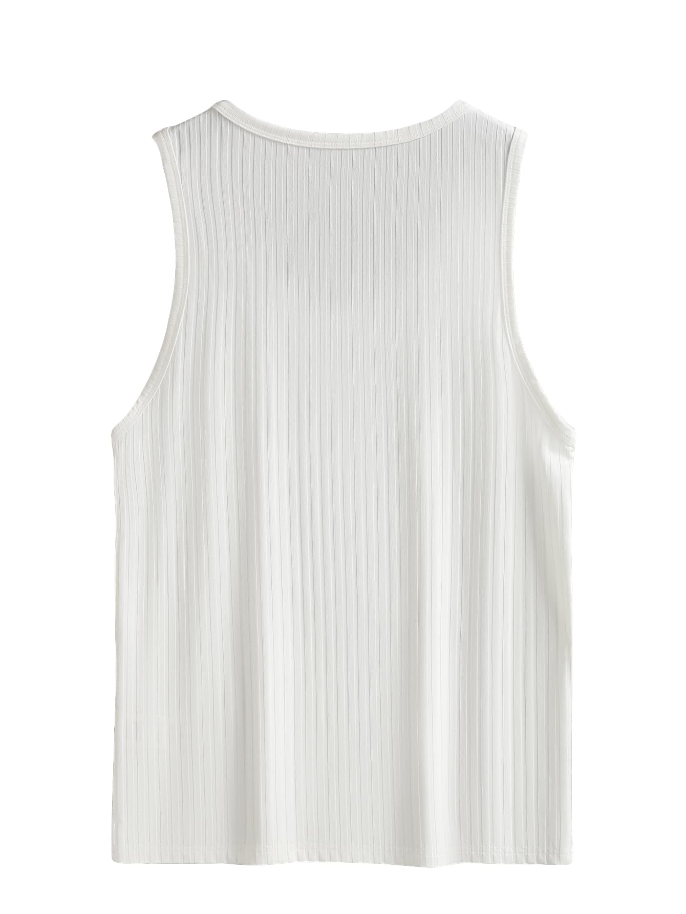 COZYEASE Men's Rib Knit Round Neck Sleeveless Solid Tank Top Bodycon Casual Plain Undershirts Top White M