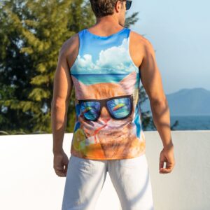 Goodstoworld Men Beach Tanks Tops 3D Printed Boys Fashion Sleeveless Shirts Juniors Hawaii Graphic 2022 Party Beach Glasses Cat T Shirt Tee