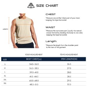 Haimont Muscle Shirts for Men Sleeveless Dry Fit Gym Workout Tank Top for Running Gym Athletic,Recycled Polyester,Khaki,XL