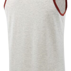 Vetemin Mens Premium Basic Solid Vintage Athletic Active Sports Jersey Tank Top Casual Shirts H.Oatmeal/Rusty L