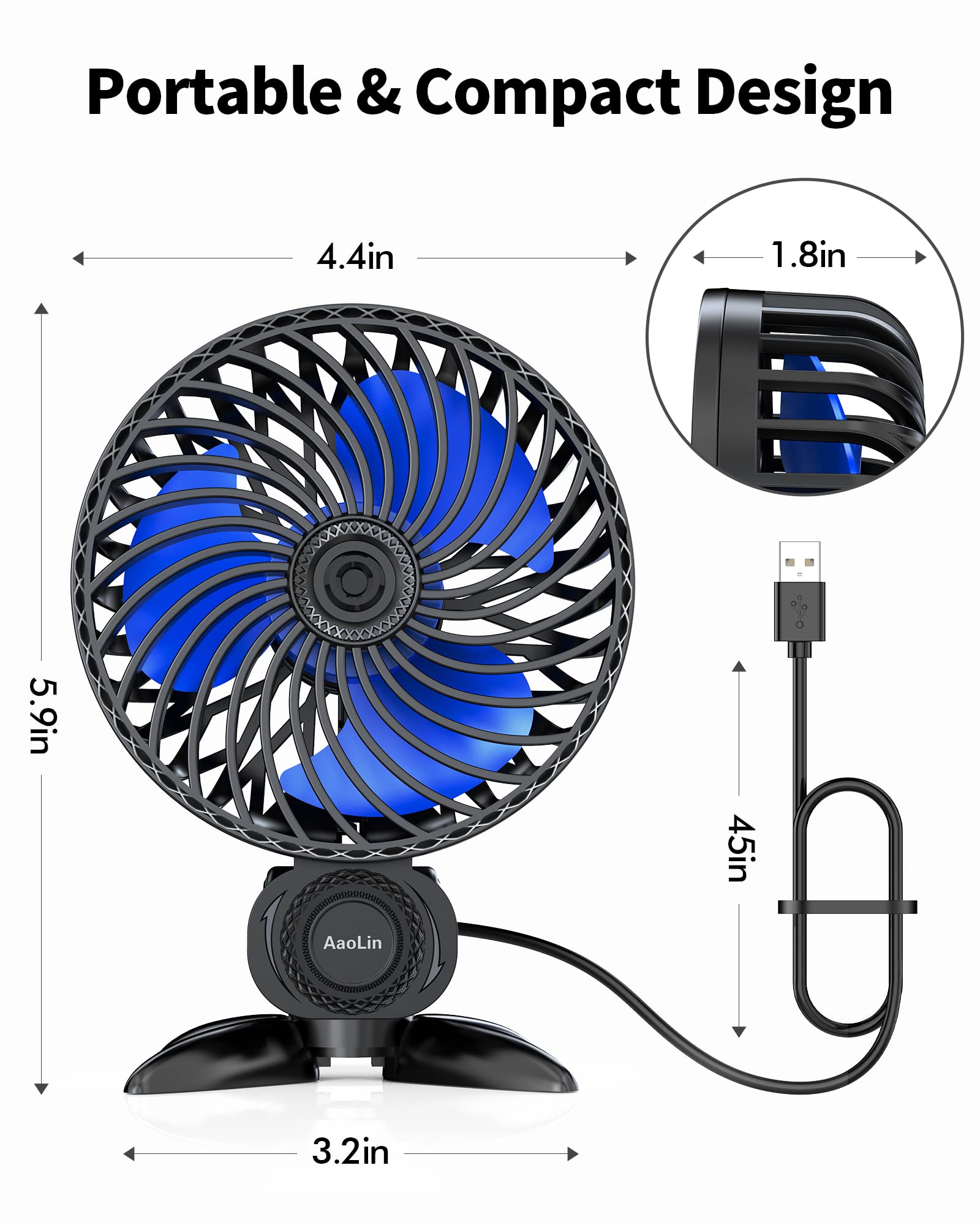 USB Desktop Fan Portable Desktop Small Fan Plugable Computer Cooling Fan Multi-speed Mute Mini Fan Large Wind Usb Powered Fan For Office Home Dormitory Bedroom Desktop Personal Fan Usb Computer Fan