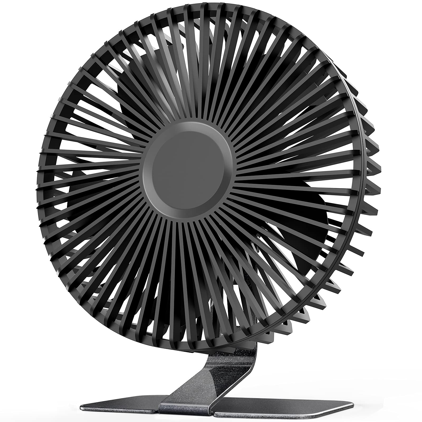 SLENPET 6 inch USB Desk Fan, 4 Speeds, Ultra-quiet, 90° Adjustment for Better Cooling, Portable Mini Powerful Desktop Table Fan, Small Personal Fan for Home Office, Metal Base, Black