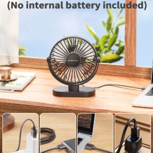 SWEETFULL USB Desk Fan Small Quiet - 3 Speeds Mini Personal Portable Fan 360° Rotation Adjustable, 6 Inch Office Table Cooling Gadgets on Desktop (Black)