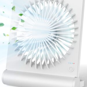 FERRISA Desk Fan On-The-Go, Small But Powerful, Portable Fan Battery Operated, 220° Tilt Folding Ultra Quiet mini Personal Fan, Strong Wind, 3 Speed Adjustable For Office Desktop Travel (White)