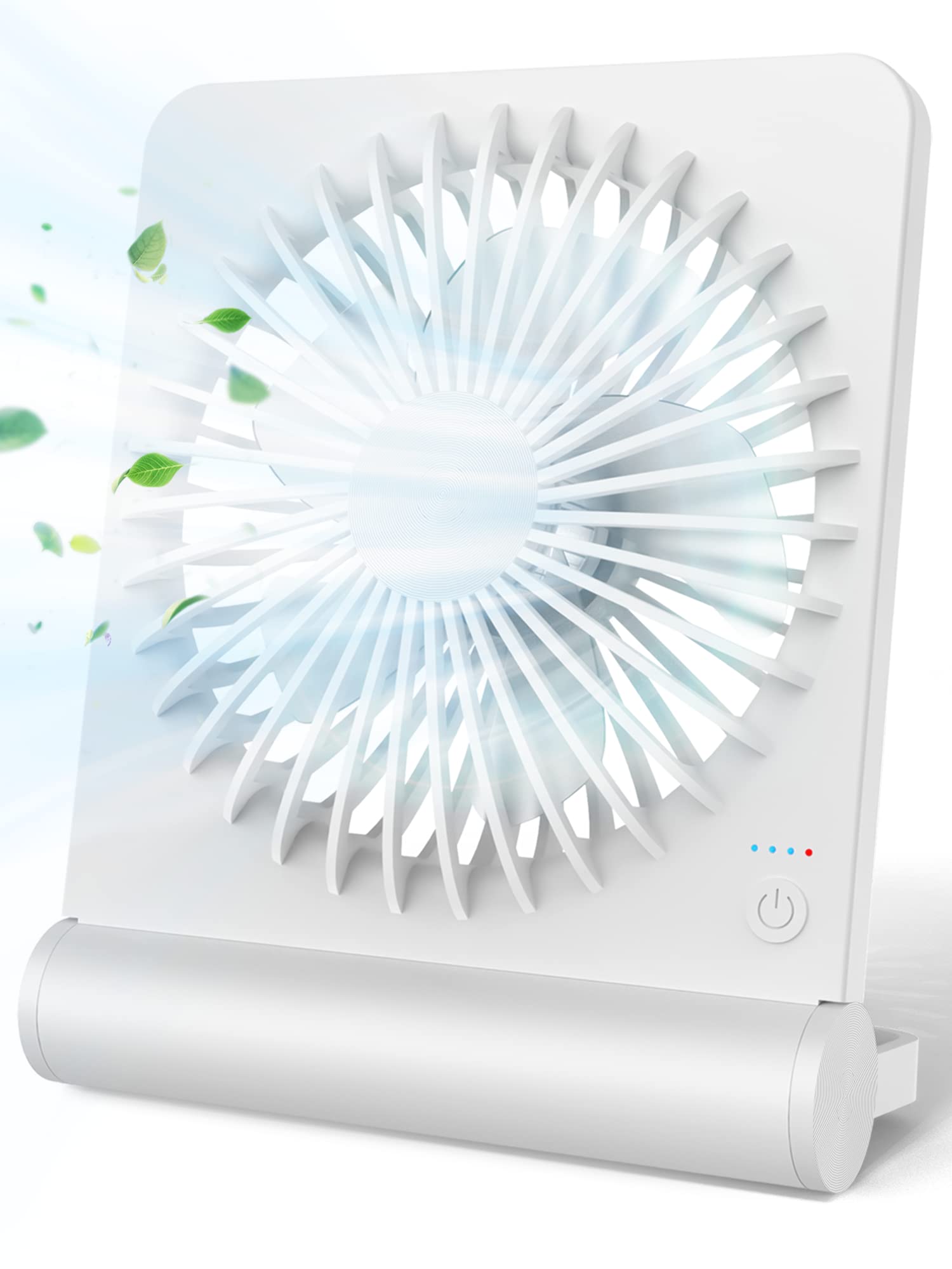 FERRISA Desk Fan On-The-Go, Small But Powerful, Portable Fan Battery Operated, 220° Tilt Folding Ultra Quiet mini Personal Fan, Strong Wind, 3 Speed Adjustable For Office Desktop Travel (White)