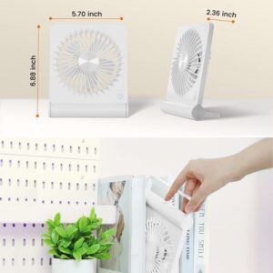 FERRISA Desk Fan On-The-Go, Small But Powerful, Portable Fan Battery Operated, 220° Tilt Folding Ultra Quiet mini Personal Fan, Strong Wind, 3 Speed Adjustable For Office Desktop Travel (White)