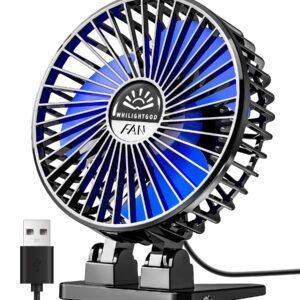 Desk Fan, USB Fan for Desk, Mini Desk Fan, 3 Speed Rotation Strong Wind, Protable Small Desktop Cooling Fan, Quite Mini Personal Fan for Home Office Table Bedroom Travel Curise(Black Blue)