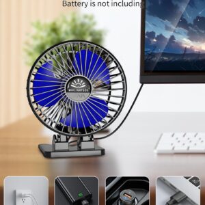 Desk Fan, USB Fan for Desk, Mini Desk Fan, 3 Speed Rotation Strong Wind, Protable Small Desktop Cooling Fan, Quite Mini Personal Fan for Home Office Table Bedroom Travel Curise(Black Blue)