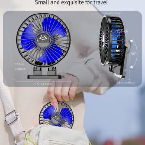 Desk Fan, USB Fan for Desk, Mini Desk Fan, 3 Speed Rotation Strong Wind, Protable Small Desktop Cooling Fan, Quite Mini Personal Fan for Home Office Table Bedroom Travel Curise(Black Blue)