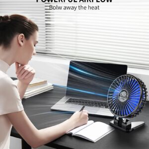 Desk Fan, USB Fan for Desk, Mini Desk Fan, 3 Speed Rotation Strong Wind, Protable Small Desktop Cooling Fan, Quite Mini Personal Fan for Home Office Table Bedroom Travel Curise(Black Blue)