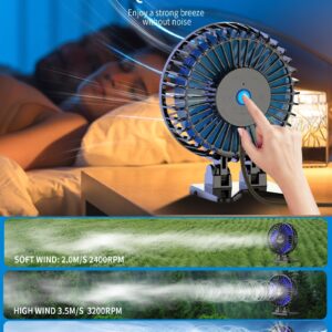 Desk Fan, USB Fan for Desk, Mini Desk Fan, 3 Speed Rotation Strong Wind, Protable Small Desktop Cooling Fan, Quite Mini Personal Fan for Home Office Table Bedroom Travel Curise(Black Blue)