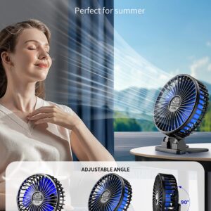 Desk Fan, USB Fan for Desk, Mini Desk Fan, 3 Speed Rotation Strong Wind, Protable Small Desktop Cooling Fan, Quite Mini Personal Fan for Home Office Table Bedroom Travel Curise(Black Blue)