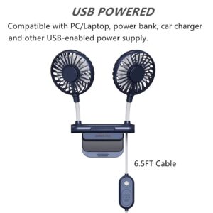 THRRLY Desktop Fan, Monitor Clip on Fan with 2 Fan Heads, 3 Speeds Office Desk fan USB Powered Cooling Fan with Sturdy Adjustable Clamp, Strong Wind Quiet Personal USB Small Fan for Laptops, Desktop.