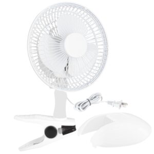 rampro portable desk and clip on fan, 6 inch fans small and quiet plug in, small personal cooling fan for desk home bedroom office, 2 speed, adjustable tilt, white