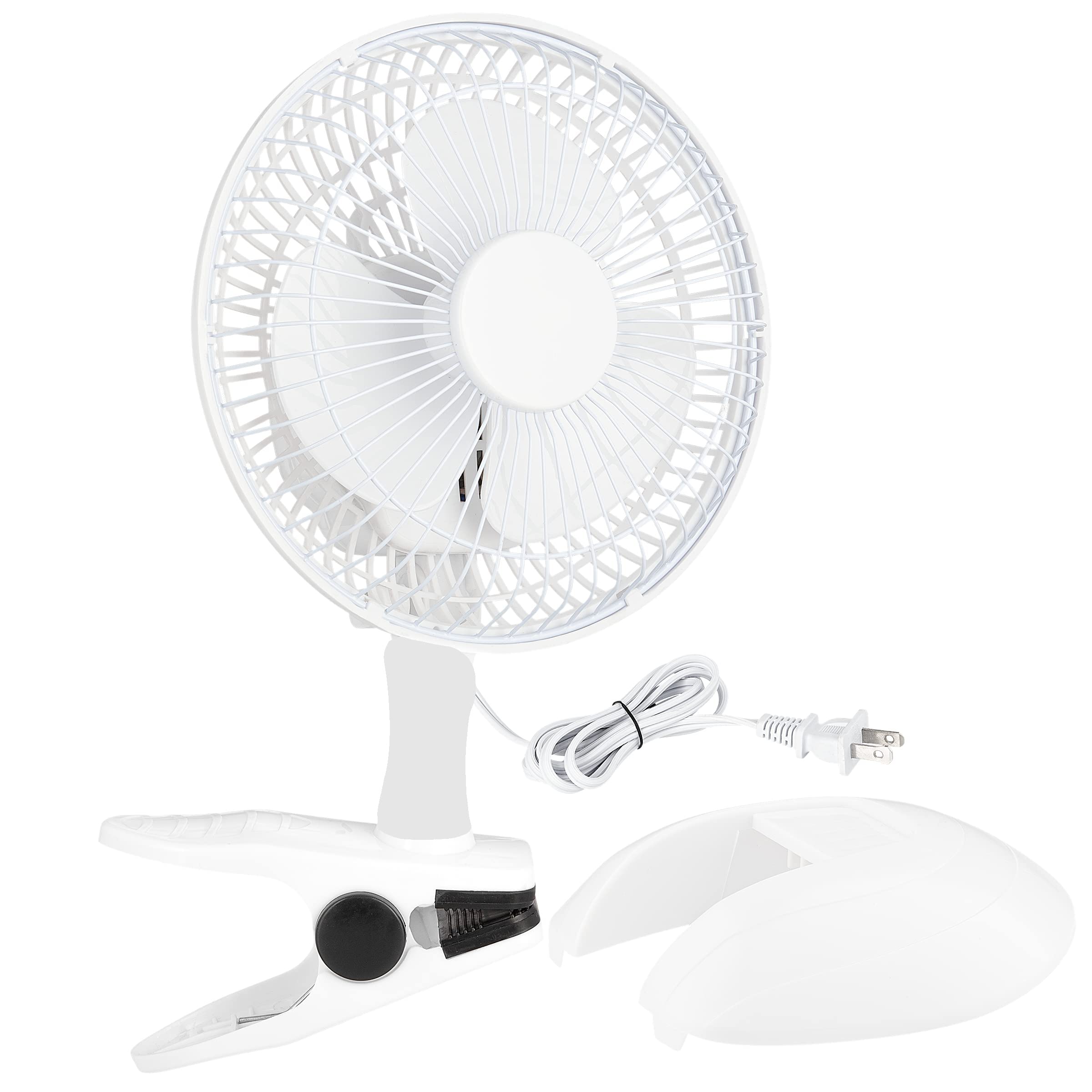 RamPro Portable Desk and Clip on Fan, 6 Inch Fans Small and Quiet Plug In, Small Personal Cooling Fan for Desk Home Bedroom Office, 2 Speed, Adjustable Tilt, White