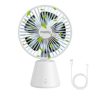 miady usb desk fan, upgraded 5000mah portable desktop fan 135°auto-oscillating 3 speeds mini cooling personal table fan for home office travel camping outdoor