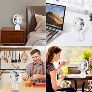 Miady USB Desk Fan, Upgraded 5000mAh Portable Desktop Fan 135°Auto-Oscillating 3 Speeds Mini Cooling Personal Table Fan for Home Office Travel Camping Outdoor