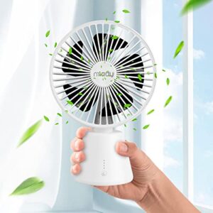 Miady USB Desk Fan, Upgraded 5000mAh Portable Desktop Fan 135°Auto-Oscillating 3 Speeds Mini Cooling Personal Table Fan for Home Office Travel Camping Outdoor