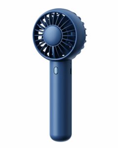 gaiatop mini portable fan, navy blue, cute design, powerful wind, handheld and desktop, rechargeable battery